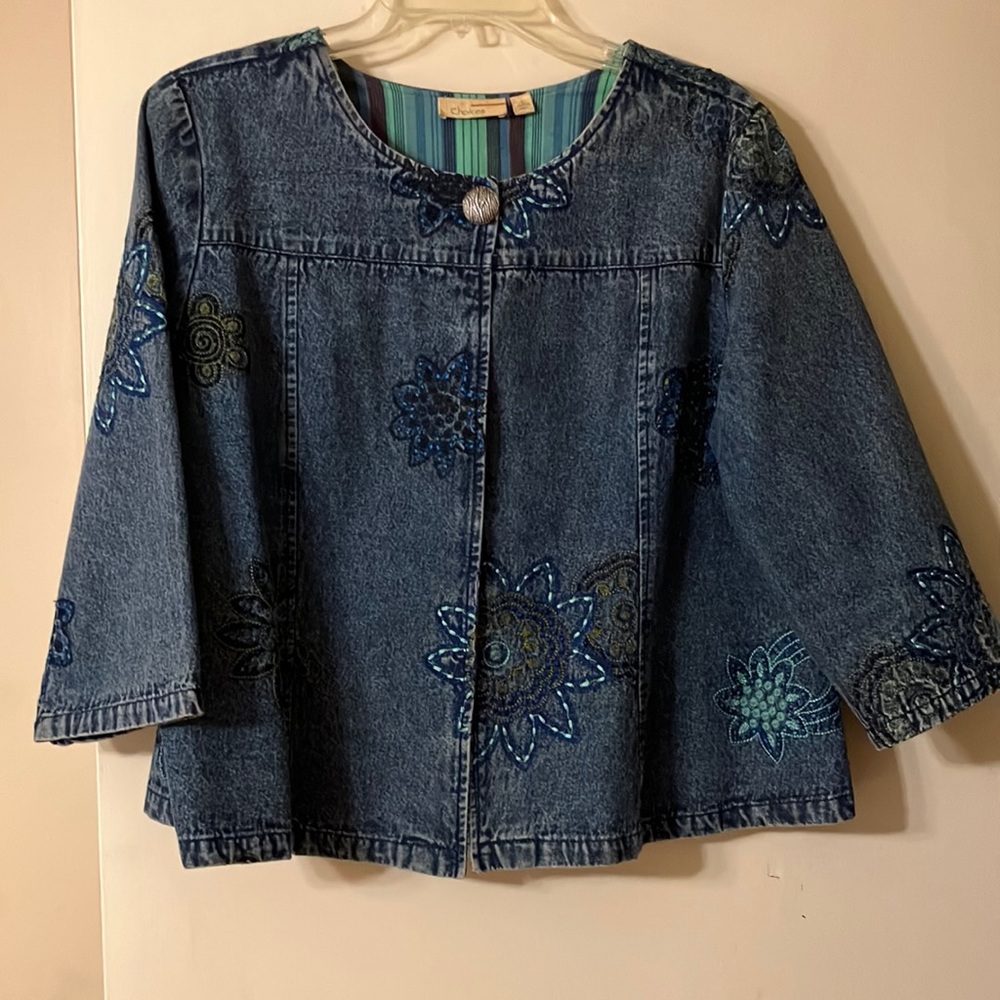 Choices embroidery denim jacket size L
